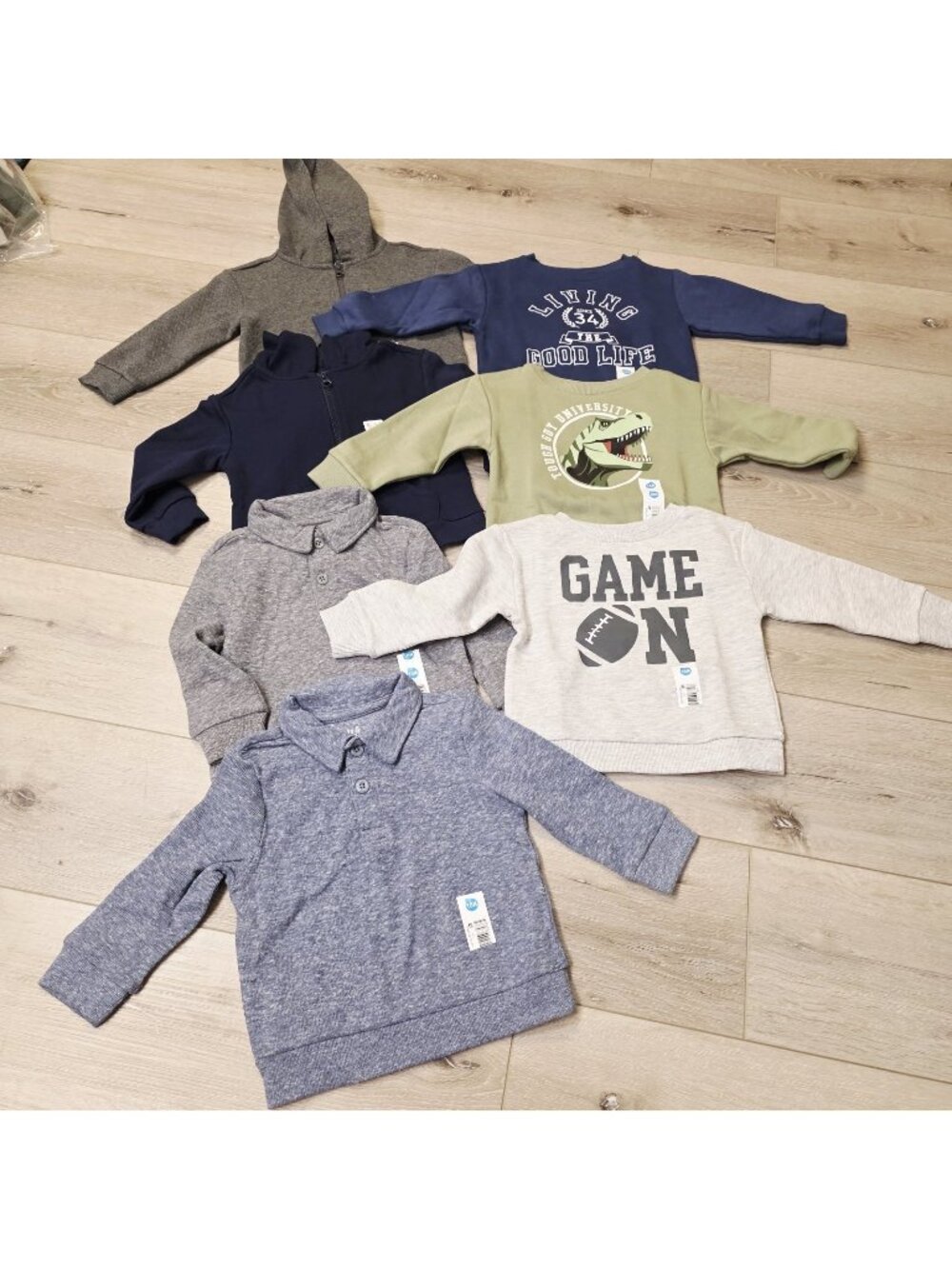 7 Infant Toddler Boys Long Sleeve Sz 18 Months Shirts Zip Up Hoodie Sweatshirts